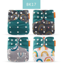 Load image into Gallery viewer, Happyflute New Desig Hot Sale 4Pcs OS Pocket Diaper Washable&amp;Reusable Absorbent Ecological Diaper Cover Adjustable Baby Nappy