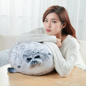 Adorable Angry Blob Seal Pillow - Chubby 3D Novelty Plush Toy for Kids' Sweet Dreams