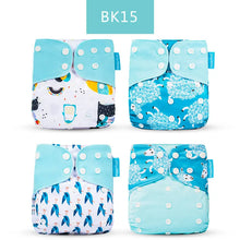 Load image into Gallery viewer, Happyflute New Desig Hot Sale 4Pcs OS Pocket Diaper Washable&amp;Reusable Absorbent Ecological Diaper Cover Adjustable Baby Nappy
