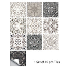 Load image into Gallery viewer, 10pcs Retro Pattern Matte Surface Tiles Sticker Transfers Covers for Kitchen Bathroom Tables Floor Hard-wearing Art Wall Decals