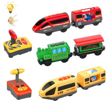 Load image into Gallery viewer, Wooden RC Train Electric Magnetic Rail Car Set for Kids - Railway Accessories