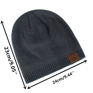 Unisex Knitted Winter Beanie Hat with Fur Lining - Warm Outdoor Sports Cap