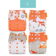 Load image into Gallery viewer, Happyflute New Desig Hot Sale 4Pcs OS Pocket Diaper Washable&amp;Reusable Absorbent Ecological Diaper Cover Adjustable Baby Nappy