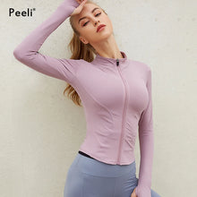 Load image into Gallery viewer, Peeli Long Sleeve Sports Jacket Women Zip Fitness Yoga Shirt Winter Warm Gym Top Activewear Running Coats Workout Clothes Woman
