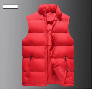 Men’s Warm Vest Jacket – Waterproof Sleeveless Winter Coat with Zipper & Stand-up Collar