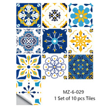 Load image into Gallery viewer, 10pcs Retro Pattern Matte Surface Tiles Sticker Transfers Covers for Kitchen Bathroom Tables Floor Hard-wearing Art Wall Decals