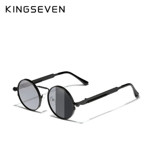 KINGSEVEN UV400 Polarized Gothic Steampunk Round Sunglasses Alloy Frame Men Women