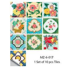 Load image into Gallery viewer, 10pcs Retro Pattern Matte Surface Tiles Sticker Transfers Covers for Kitchen Bathroom Tables Floor Hard-wearing Art Wall Decals