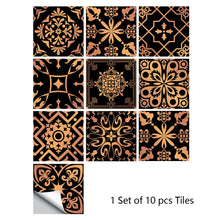 Load image into Gallery viewer, 10pcs Retro Pattern Matte Surface Tiles Sticker Transfers Covers for Kitchen Bathroom Tables Floor Hard-wearing Art Wall Decals
