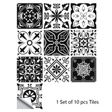 Load image into Gallery viewer, 10pcs Retro Pattern Matte Surface Tiles Sticker Transfers Covers for Kitchen Bathroom Tables Floor Hard-wearing Art Wall Decals