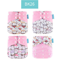 Load image into Gallery viewer, Happyflute New Desig Hot Sale 4Pcs OS Pocket Diaper Washable&amp;Reusable Absorbent Ecological Diaper Cover Adjustable Baby Nappy