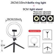 Load image into Gallery viewer, 26 33CM Video Lights Dimmable Light Selfie LED Ring Light USB Ring Lighting Lamp With Tripod Stand To Make Youtube Ringlight