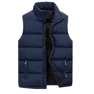 Men’s Warm Vest Jacket – Waterproof Sleeveless Winter Coat with Zipper & Stand-up Collar