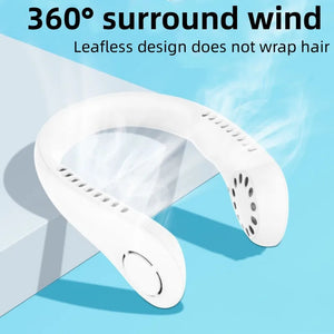 Portable Bladeless Neck Fan Rechargeable Mini Air Cooler 3-Speed Hanging Neck Fan