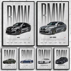 BMW Cars Competition Poster – Modern Canvas Wall Art
