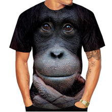 Load image into Gallery viewer, New casual men's new 3D design spoof gorilla funny monkey T-Shirt Funny pout monkey 3D printing Summer Short Sleeve Shirt Kids