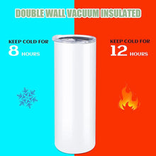 Load image into Gallery viewer, HTVRONT 8 Pack 20 OZ Sublimation Tumbler Blanks Skinny Straight in Bulk, Stainless Steel Insulated Sublimation Tumbler