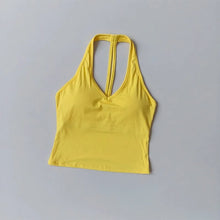 Load image into Gallery viewer, Women's Summer V-Neck Yoga Sports Vest Hanging Back Neck Design Outdoor Running Training Gathered Fit Active Wear Top