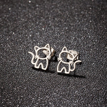 Load image into Gallery viewer, 1 Pair Cute Cat Stainless Steel Stud Earrings for Mens Womens Punk Students Gifts Trend Fashion Small Ear Studs Jewelry