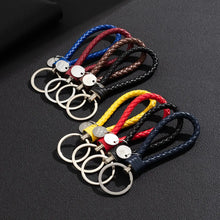 Load image into Gallery viewer, 2Pcs/Set PU Leather Braided Woven Rope Keychain DIY Bag Pendant Key Chain Holder Key Car Trinket Keyring Men Women Gift Jewelry