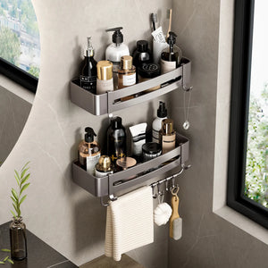 No-Drill Aluminum Wall Shelf: Bathroom & Kitchen Organizer Rack