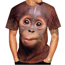 Load image into Gallery viewer, New casual men's new 3D design spoof gorilla funny monkey T-Shirt Funny pout monkey 3D printing Summer Short Sleeve Shirt Kids