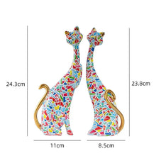 Load image into Gallery viewer, ERMAKOVA 2-Piece Nordic Cat Oil Painting &amp; Resin Figurine Desktop Sculpture Decor