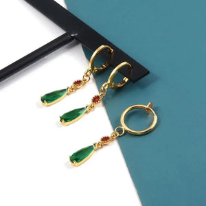 Cartoon Emerald Harley Quinn Zirconia Copper Earrings Cosplay Accessories