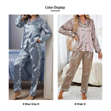 Load image into Gallery viewer, Women Satin Pajama Casual Sleepwear Home Clothes Suit Autumn Long Sleeve Button Up Top &amp; Pants Nightwear Loungewear Pyjama Femme