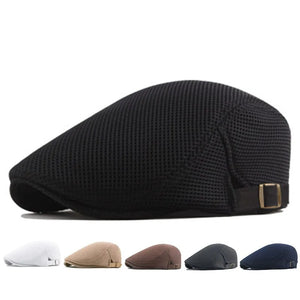 Men's Mesh Newsboy Cap - British Style Painter Hat Summer Beret