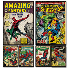 Load image into Gallery viewer, Retro Marvel Super Hero Decorative Painting Anime Spider Man Art Poster American Film Mural Home Childrens Room Wall Decor Print