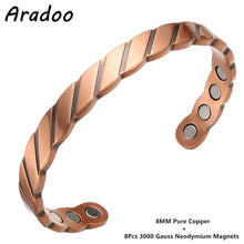 Load image into Gallery viewer, ARADOO Magnetic Pure Copper Bracelet Minimalist Cuff Bangle for Men Women