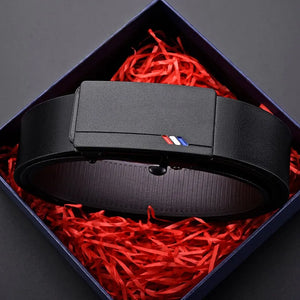 Luxury Men's Genuine Leather Belt with Automatic Buckle - Fashion for Cargo & Jeans