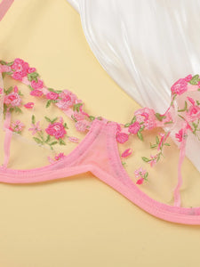 Sexy Floral Embroidery Lingerie Set Lace Underwear Transparent Fairy Kit 2023