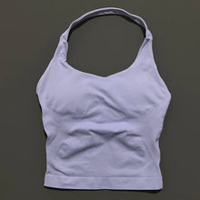 Load image into Gallery viewer, HISTELLO Impact Halter Top Seamless Longline Strappy Gym Top Women Built-in Bra Removable Cups Activewear Yoga Tank Tops