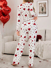 Load image into Gallery viewer, Autumn Winter 2 Pieces Pajamas Sets for Women Sleepwear Heart Print Long Sleeve Tops with Long Pants Trouser Set Pyjamas