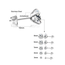 Load image into Gallery viewer, LUXUSTEEL 1Pairs/2Pcs Stainless Steel Crystal Studs Earrings For Women Men 4 Prong Tragus Round Clear Cubic Zirconia Ear Jewelry