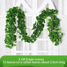 Load image into Gallery viewer, 2.1M Green Ivy Leaf Hanging Vine Artificial Garland – Silk Wall Plant Home Garden Decoration Wedding Party DIY Fake Wreath Leaves