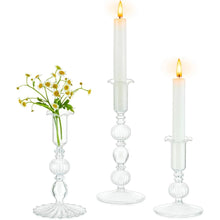 Load image into Gallery viewer, 3Pc/Set Glass Candle Holders Flower Vase Candlestick for Home Wedding Table Centerpiece Decoration