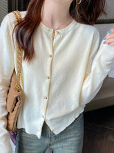 Load image into Gallery viewer, Solid Color Knitted for Women Cardigan Korean Single Breasted Long Sleeve Jumper Woman Round Neck All Match Cardigans Outwear
