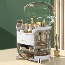 Load image into Gallery viewer, Stylish Makeup Storage Box 28x20x34cm Large Capacity Organizer with Drawers Lipstick Holders Rotating Brush Compartments,White