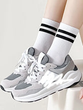 Load image into Gallery viewer, 6 Pairs Men&#39;s High Tube Mid-Length Socks Set Solid Black White Athletic Sweat Absorb