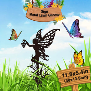 Metal Garden Fairy Outdoor Decor Patio Lawn Whimsical Statue Ornament