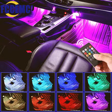 Load image into Gallery viewer, Neon 48 LED RGB Car Foot  Ambient Lights LED Strip Interior Lamps with USB/Cigarette Strip Decoration Bar Remote Control