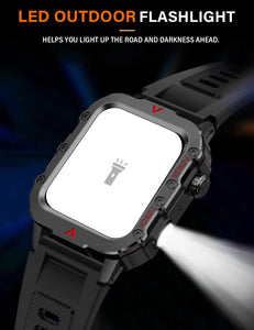 Outdoor Military Smartwatch – Bluetooth Calling, 1.73” LED Display, Sports & Fitness Watch