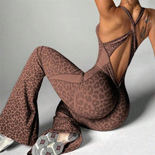 Load image into Gallery viewer, Pad One-Piece Jumpsuit Yoga Set Flared Pants Casual Scrunch Workout Pants Trendy Fitness Legging Active Wear XP10