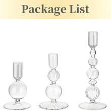 Load image into Gallery viewer, 3Pc/Set Glass Candle Holders Flower Vase Candlestick for Home Wedding Table Centerpiece Decoration