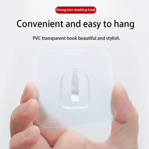 30PCS Self Adhesive Wall Hooks - Transparent Strong Key Towel Hanger Kit