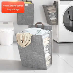 Foldable Adhesive Laundry Basket: Wall-Mounted Organizer for Clothes Storage