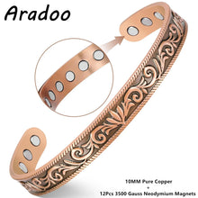 Load image into Gallery viewer, ARADOO Magnetic Pure Copper Bracelet Minimalist Cuff Bangle for Men Women